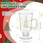 Sliner 6 Pcs Glass Coffee Mugs, Xmas Tree Irish Mugs with Handle - Image 3