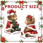 2 Pcs Christmas Highland Cow Figurines, Christmas Table Decor - Image 3