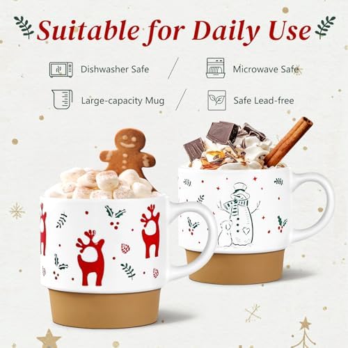 QIKSION 16oz Christmas Mugs, Large Coffee Mugs Set of 4, Holiday Hot Chocolate Ceramic Mug Gift Set for Family, Friends and Colleagues - Image 5