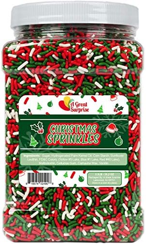 Christmas Sprinkles Bulk - 2.2 LB - Xmas Tree Jimmies by AGreatSurprise