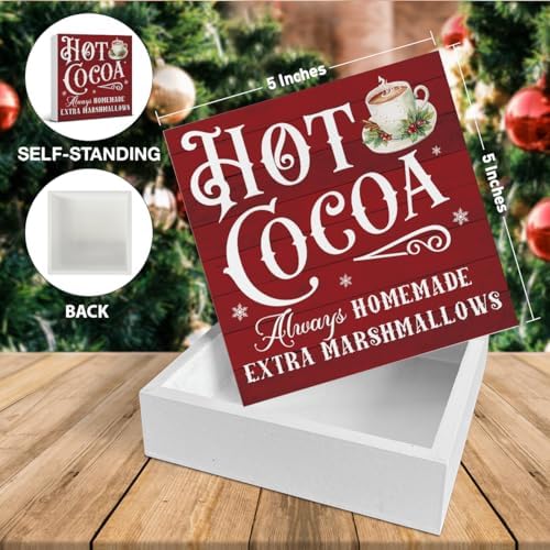 Hot Cocoa Bar Decorations - Christmas Decor, Hot Chocolate Bar Wooden Sign - Image 2