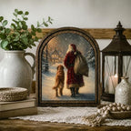 Santa and Dog Arched Table Sign, Rustic Christmas Farmhouse Decor - Image 7