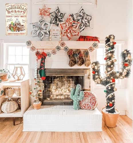 Artlunar Vintage Christmas Decor Gifts Rustic Christmas Mrs Claus Gingerbread Bakery Santa‘s Favorite Treats Tin Sign for Home Farmhouse Kicthen Cafe Bar Wall Decor 8 x 12 inches (3244) - Image 7
