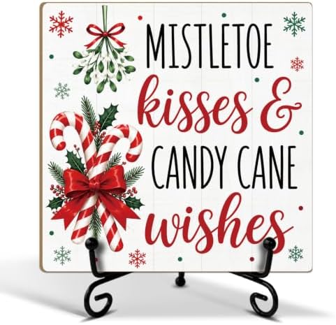 5.1 Inch Romantic Christmas Decor Wood Plaque with Support Stand by ZEDEV
