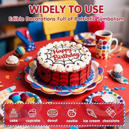 Edible Spider Sprinkles,Black Spider,Hero Sprinkle,Spiderman Sprinkle for Cake,Red Blue Pearls Jimmies and Sanding Sugar Crystals for Desserts Decorating,130g,Cupcakes Cookie Donuts Ice Cream Decorations,Themed Toppers,Birthday,Children's Party Supplies - Image 4