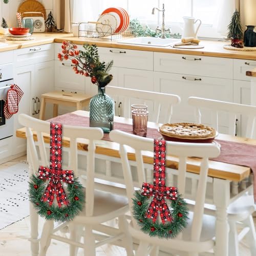 Retrowavy 12 Pcs Small Christmas Kitchen Cabinet Wreaths with Ribbon - Image 4