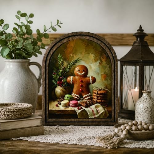 Gingerbread Man Arched Table Sign, Christmas Farmhouse Shelf Decor - Image 7