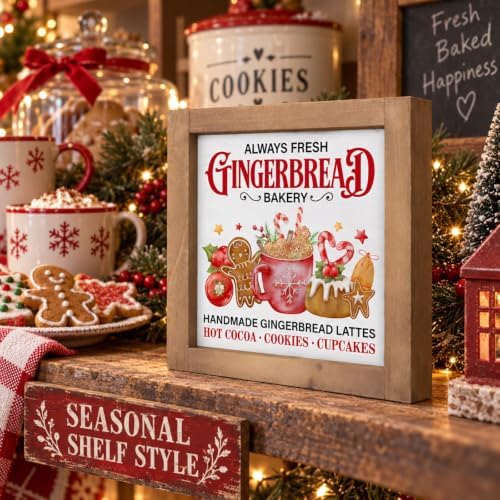 Gingerbread Bakery Sign, Wooden Christmas Coffee Table, Wall Decor - Image 5