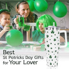St Patricks Day Gifts 40 oz Tumbler with Handle and Straw Lid,Cute Green Lucky Clover Shamrock Spring Gift for Women Men Vacuum Insulated Leak Proof Stainless Steel Coffee Cup Mug - Image 7