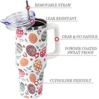 Easter Tumbler with Handle and Straw Lid 40 oz,Cute Easter Spring Gift for Women Men Eggs Floral Vacuum Insulated Leak Proof Stainless Steel Coffee Cup Mug - Image 3