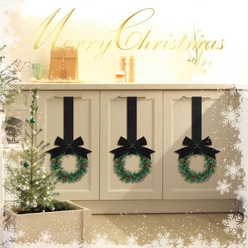 Retrowavy 12 Pcs Small Christmas Kitchen Cabinet Wreaths with Ribbon - Image 3