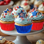 JarThenaAMCS 200Pcs Red Blue Foil Cupcake Liners July 4th Patriotic Metallic Baking Cups Independence Day Cupcake Wrappers Muffin Liners for 250th Anniversary Memorial Day Veterans Day Party Supplies - Image 7