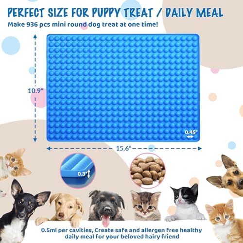 HKNMTT Mini Round Silicone Molds, 936 Cavities Semi Sphere Baking Moulds for Dog Treats Chocolate Chip Candy Gummy Freezer Oven Safe Homemade BPA Free Food Grade 2 PCS 0.02 Oz Cavity - Image 5