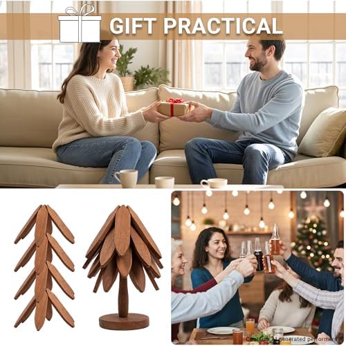 Wooden Tree-Shaped Trivets Set for Coffee Table, Kitchen - Image 2