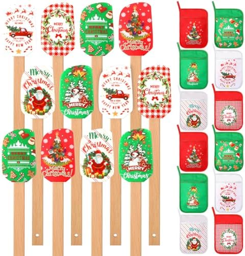 24 Pcs Christmas Silicone Spatula Pot Holder Set Xmas Baking Gift, Cute by Zhehao