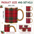 Havawish 4 Pcs Christmas Red Tartan Plaid Mugs 12 oz Holiday Coffee Mug - Image 2