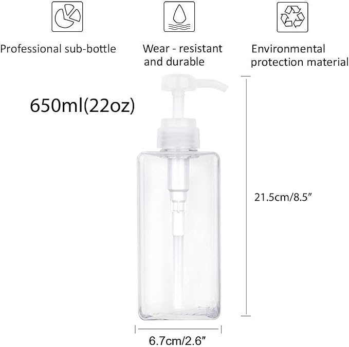 Pump Bottle, Refillable Plastic Empty Lotion Soap Dispenser Liquid Container - Image 4