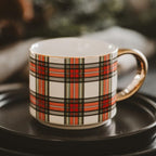 Sweet Water Decor White Plaid Coffee Mug, 14oz China Christmas Mug with Gold Handle, Large Holiday Winter Cup for Coffee, Tea & Hot Chocolate, Stocking Stuffer Gifts for Women - Image 3