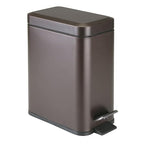 mDesign Small Modern 1.3 Gallon Rectangle Metal Lidded Step Trash Can, Compact by mDesign