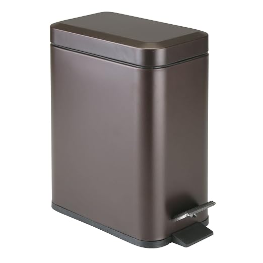 mDesign Small Modern 1.3 Gallon Rectangle Metal Lidded Step Trash Can, Compact - Image 9