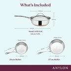 Anolon Nouvelle Stainless Steel Cookware Pots and Pans Set, 10 Piece - Image 3