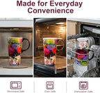 Topadorn 17oz Ceramic Travel Mug with Lid, Floral Coffee Mug with Gift Box - Image 6