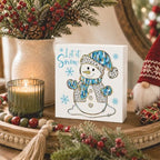 Blue Christmas Decorations, Christmas Decorations Indoor, Glitter Snowman Snowflake Sign Gift for Women Friends, Rustic Wooden Box Sign for Home Office Bedroom Desk Decor 5x5 Inches - Image 3