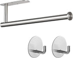 Paper Towel Holder with 2 Hooks-Under Cabinet Paper Towel Holder by Kinbery