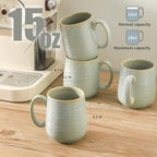 HASENSE Porcelain Coffee Mugs Set of 4, 15 Oz Reactive Glaze Coffee Cups - Image 3