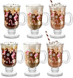 Sliner 6 Pcs Glass Coffee Mugs, Colorful Irish Mugs with Handle by Sliner
