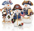 Suzile 3 Pcs 250th Anniversary 1776 Wooden Snowman Decor for Veterans Day by Suzile