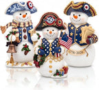 Suzile 3 Pcs 250th Anniversary 1776 Wooden Snowman Decor for Veterans Day by Suzile