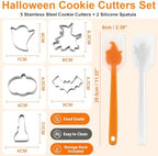 Halloween Cookie Cutters Set, 7pcs Metal Cookie Cutter Shapes & 11"Spatulas - Image 6