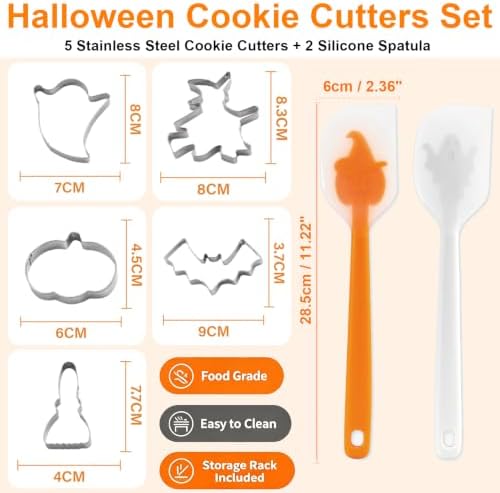 Halloween Cookie Cutters Set, 7pcs Metal Cookie Cutter Shapes & 11"Spatulas - Image 6
