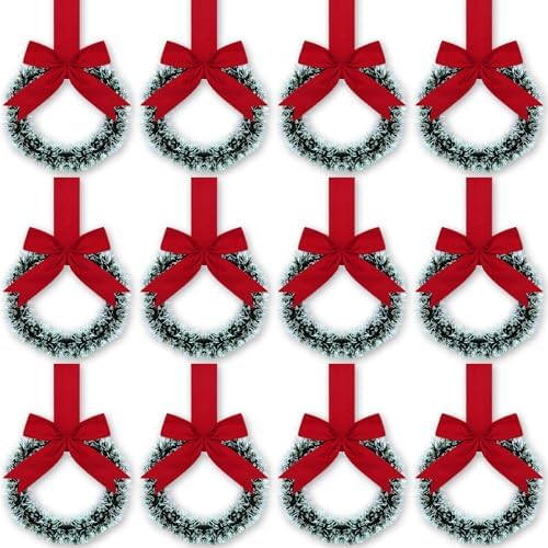 Retrowavy 12 Pcs Small Christmas Kitchen Cabinet Wreaths with Ribbon by Retrowavy