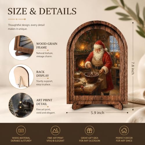 Santa Baking Arched Table Sign, Christmas Farmhouse Kitchen Decor - Image 2
