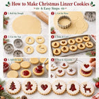 Crethinkaty 9 Pcs Mini Christmas Linzer Cookie Cutters Set, Stainless Steel Cookie Cutters, Christmas Tree, Gingerbread Man, Snowman, Elk - for Christmas Winter Holiday Baking - Image 3