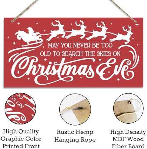 May You Never be too Old to Search the Skies on Christmas Eve Sign, Christmas Hanging Wood Sign, Winter Decorative Wall Signs, Rustic Winter Wooden Door Signs, Farmhouse Outdoor Wood Xmas Decor - Image 3