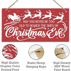May You Never be too Old to Search the Skies on Christmas Eve Sign, Christmas Hanging Wood Sign, Winter Decorative Wall Signs, Rustic Winter Wooden Door Signs, Farmhouse Outdoor Wood Xmas Decor - Image 3