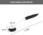 Dish Brush with Handle, 2 Pack Scrub Brushes with Built-in Scraper - Image 7
