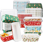 80 Sets Christmas Loaf Pan with Lid Paper Disposable Baking Pans by Maxcheck