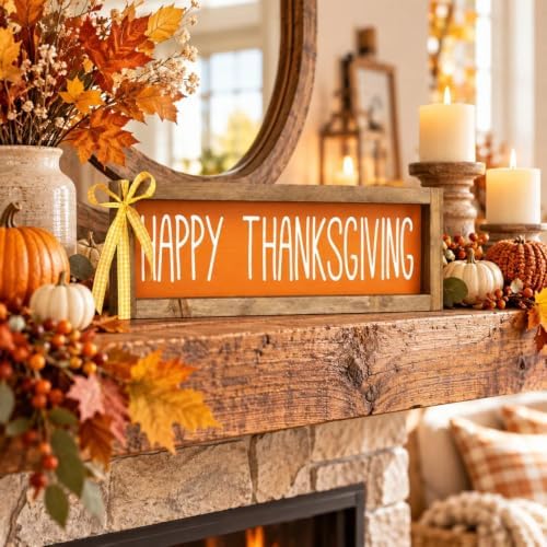 Happy Thanksgiving Sign, Wooden Shelf, Table & Wall Indoor Decor - Image 4