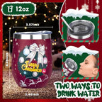 MEZMUT 12 Oz Insulated Christmas Wine Tumbler with Lid Straw (Red,1) - Image 2