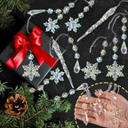 Crystal Christmas Tree Ornaments, 80pcs Iridescent Acrylic Snowflake Icicle - Image 2