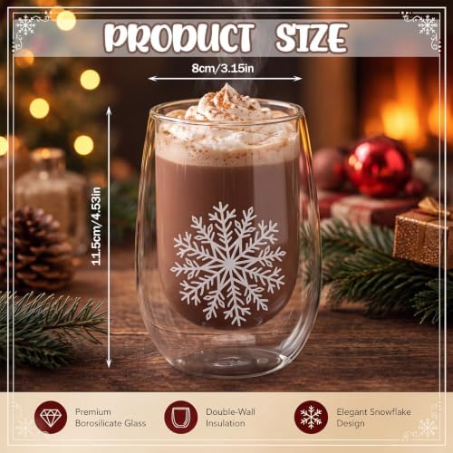 4 Pcs Mulled Wine Glass Christmas Snowflake 12oz Hot Toddy Mugs Xmas Gift - Image 3
