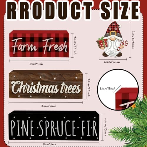 4 Pcs Christmas Decorations Indoor - Wooden Gnome Gift Table Decoration for Home - Christmas Centerpiece For Table - Winter Tiered Tray Decor Rustic Farmhouse Xmas Gift for Home Kitchen Mantel - Image 4