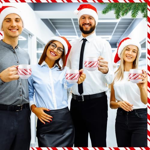 Layhit 6 Pcs Candy Cane Ceramic Mugs Christmas Coffee Mug Set Red White - Image 5