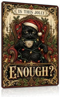 Funny Christmas Cat Sign, Black Cat Holiday Decor, Gothic Wall Art by Unknown