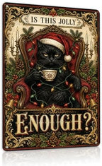 Funny Christmas Cat Sign, Black Cat Holiday Decor, Gothic Wall Art by Unknown