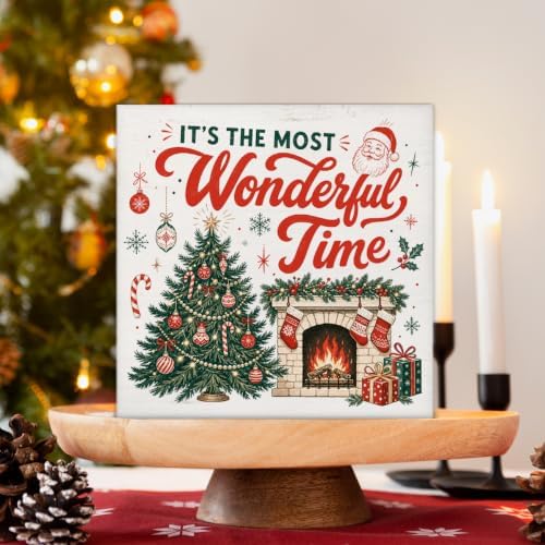 Christmas Home Decorations Indoor, It's The Most Wonderful Time Wood Sign - Image 3